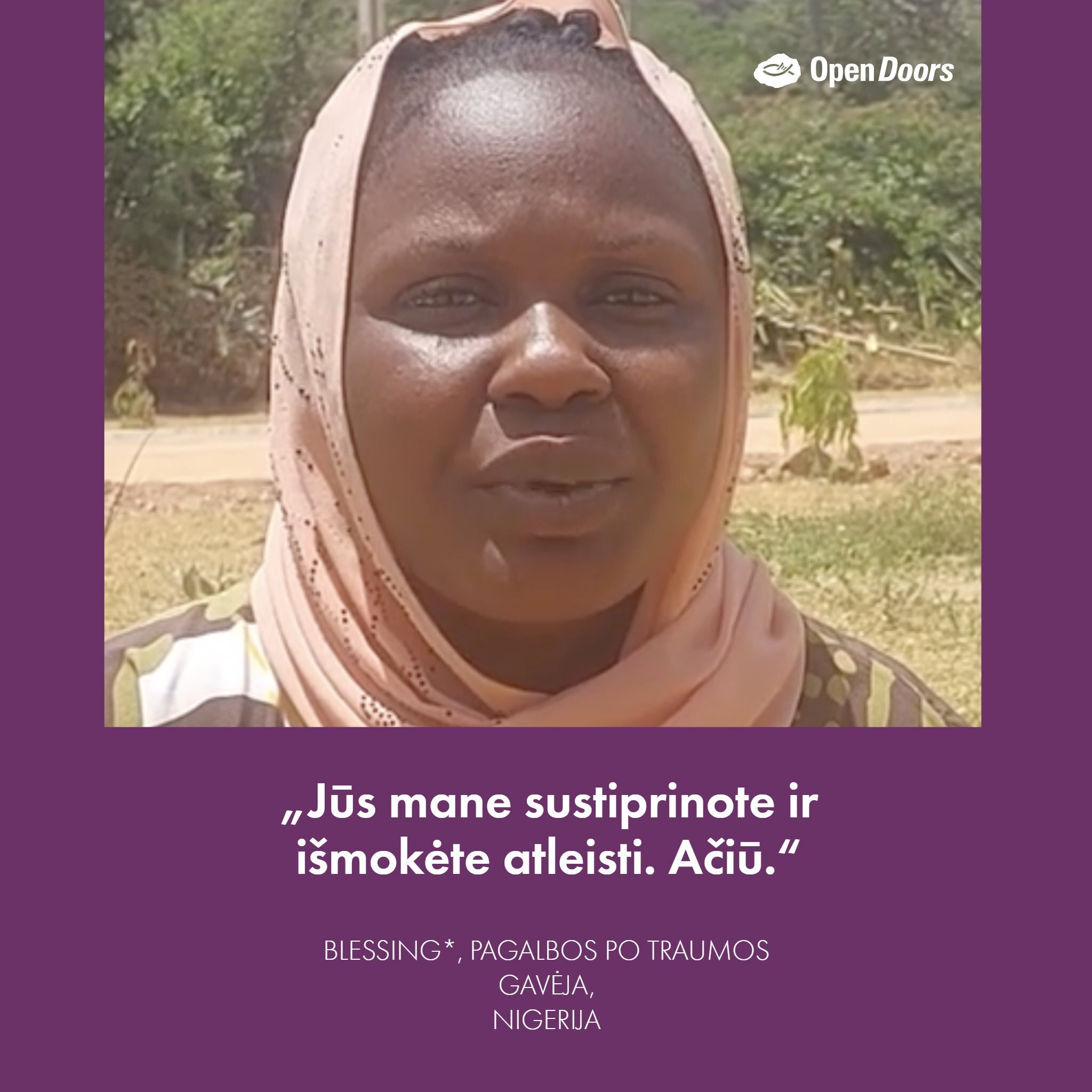 Blessing* gavo pagalbą po traumos „Open Doors“ Šalom centre Nigerijoje