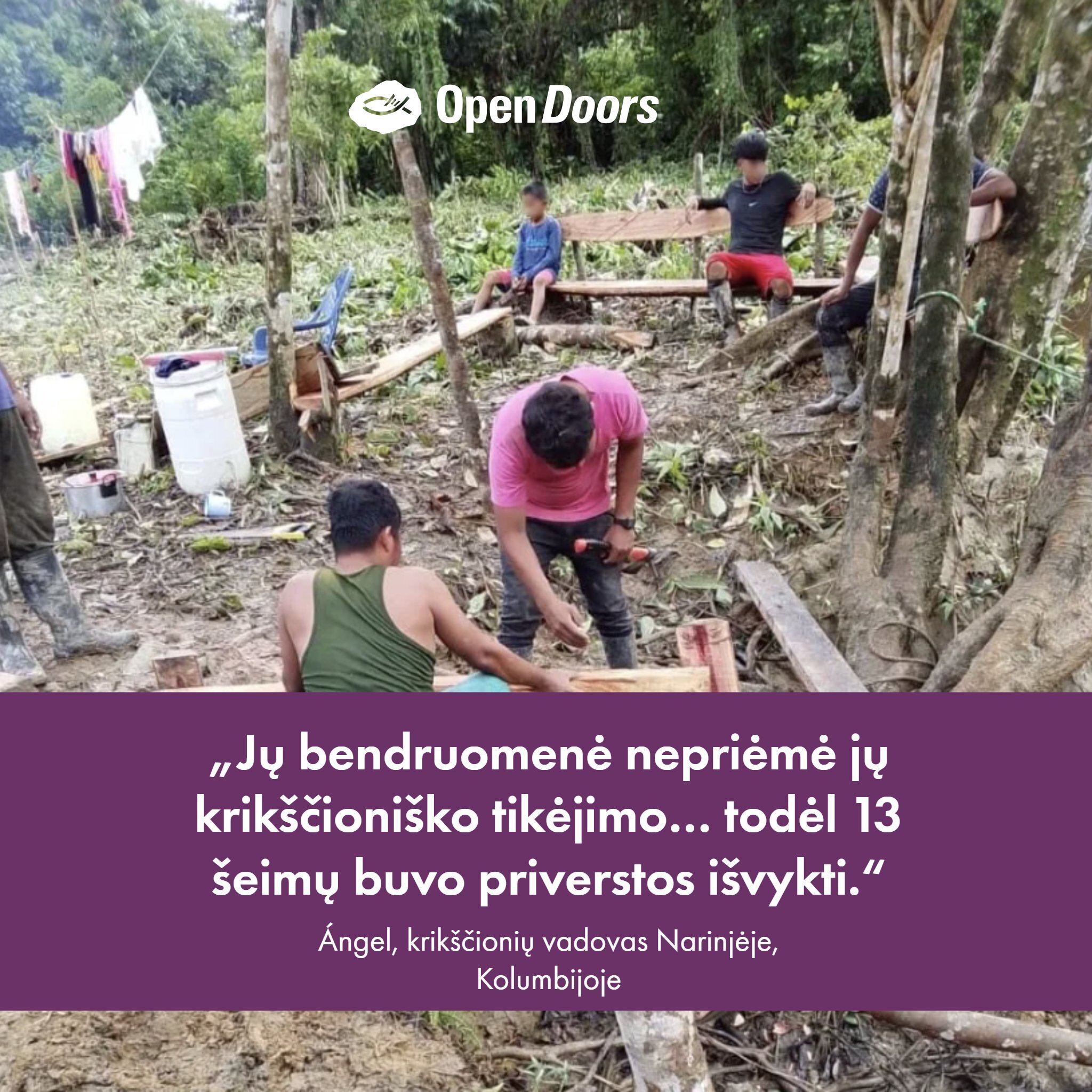 Melskitės už perkeltas šeimas Kolumbijoje