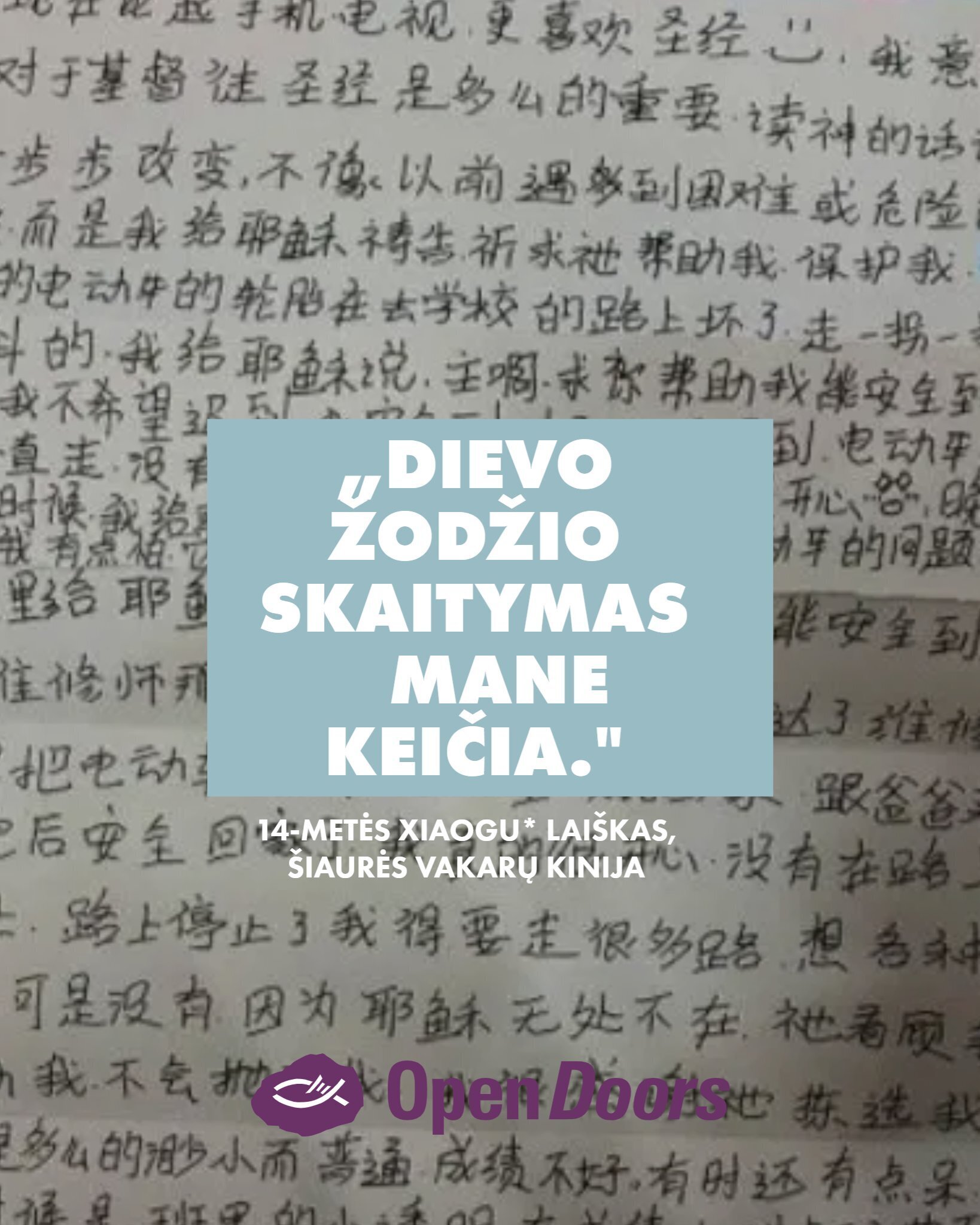 Kinija: 14-metės laiškas