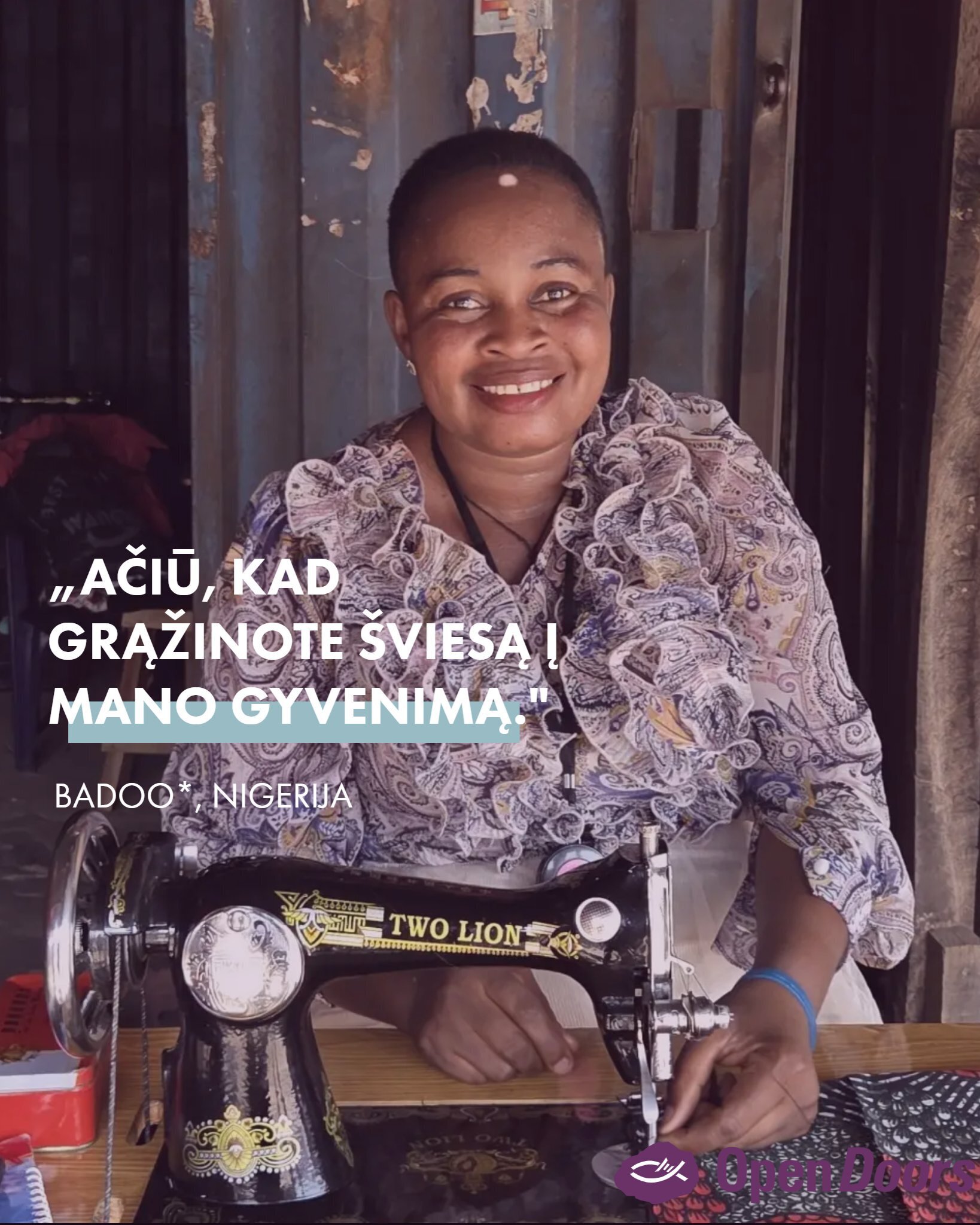 Nigerijos mama Badoo sako: „Ačiū!”