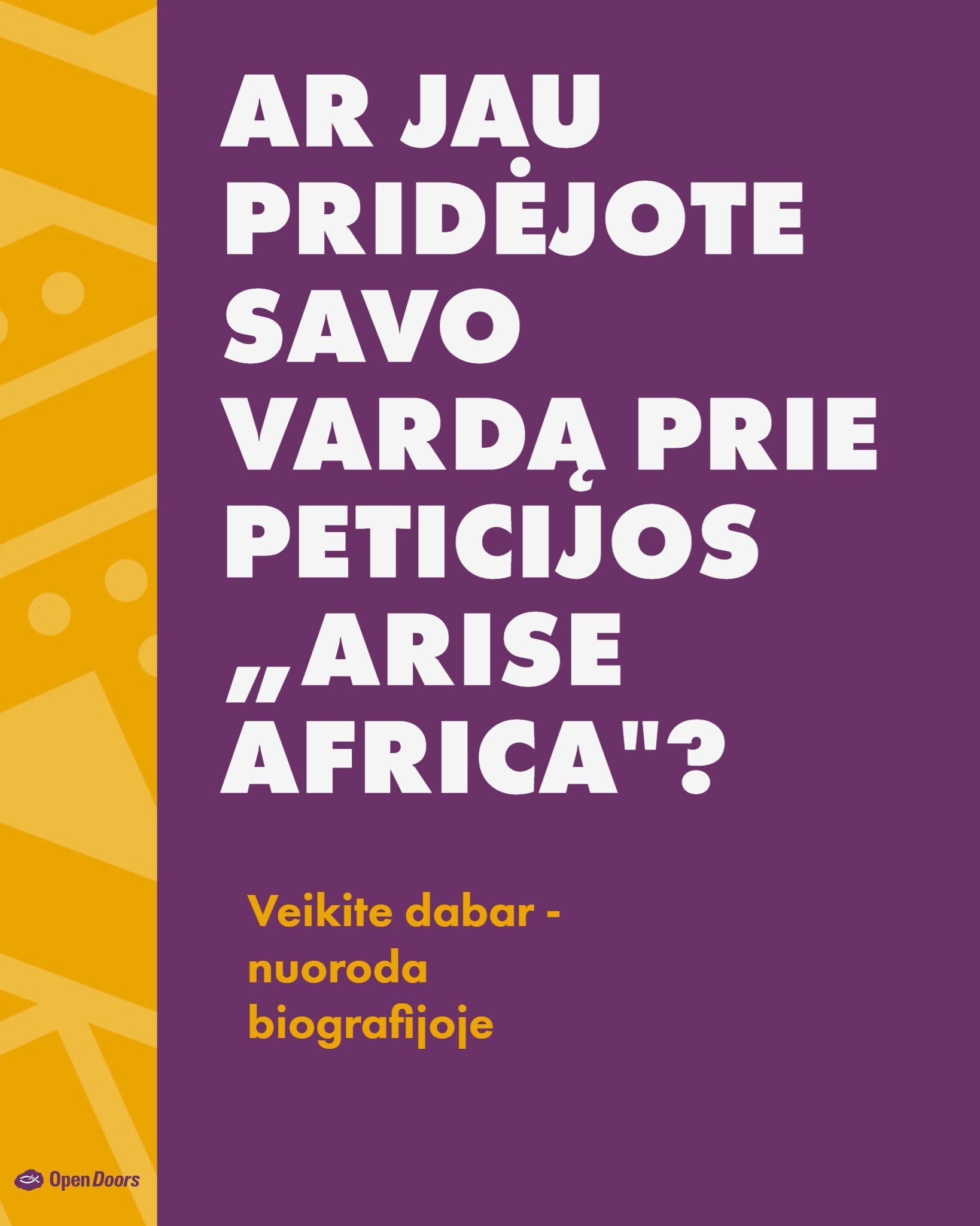 Pasirašykite šiandien peticiją „Arise Africa”