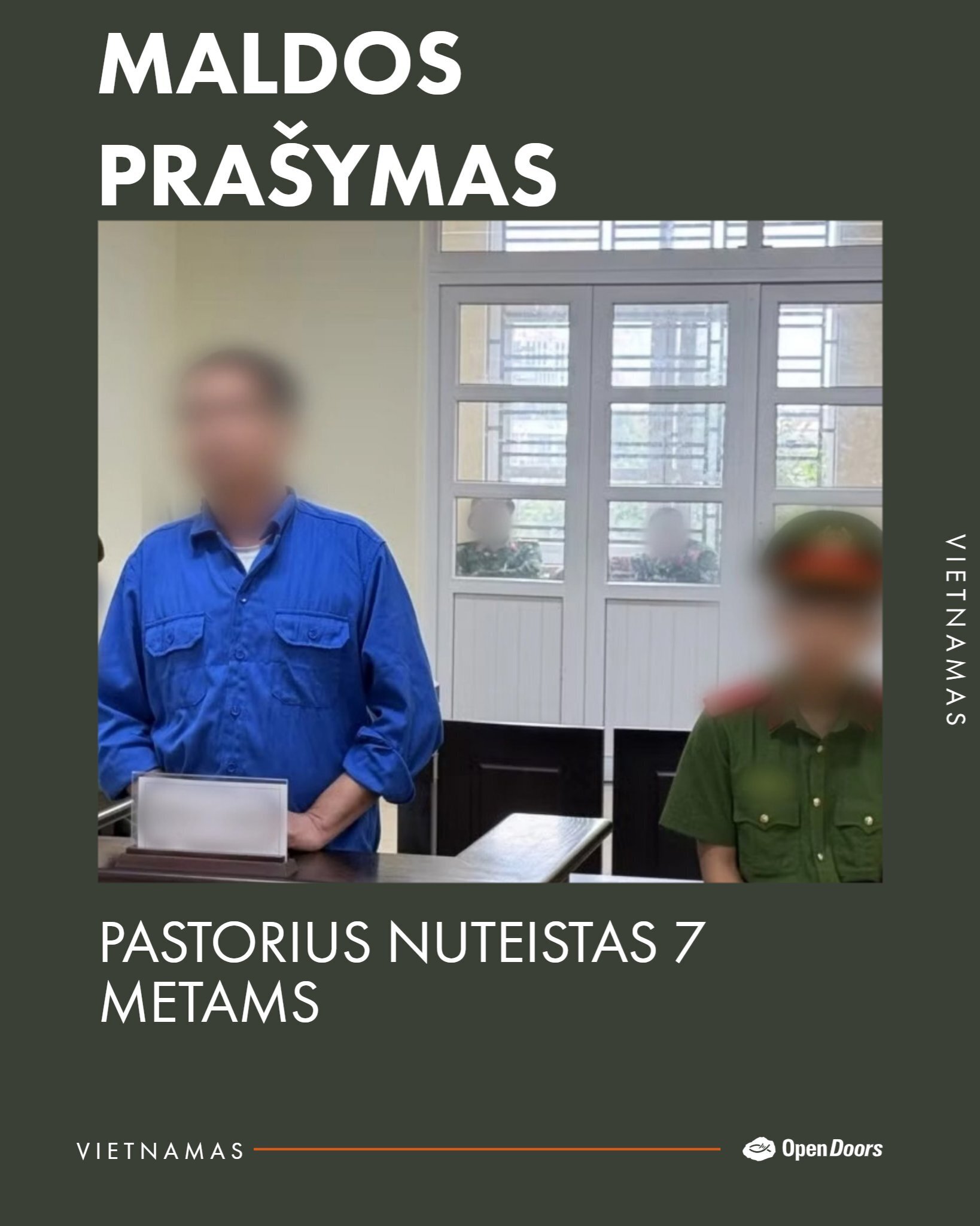 Vietnamo pastorius nuteistas daugiau nei septynerių metų laisvės atėmimo bausme už tikėjimo skleidimą
